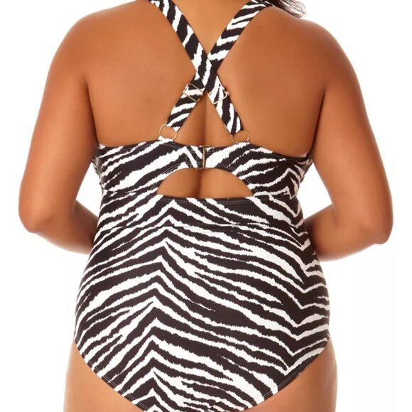 NWT Salt + Cove Juniors' Printed Knot-Front Cross-Back 1 Piece Size 0X $50 FF306 - Picture 2 of 3